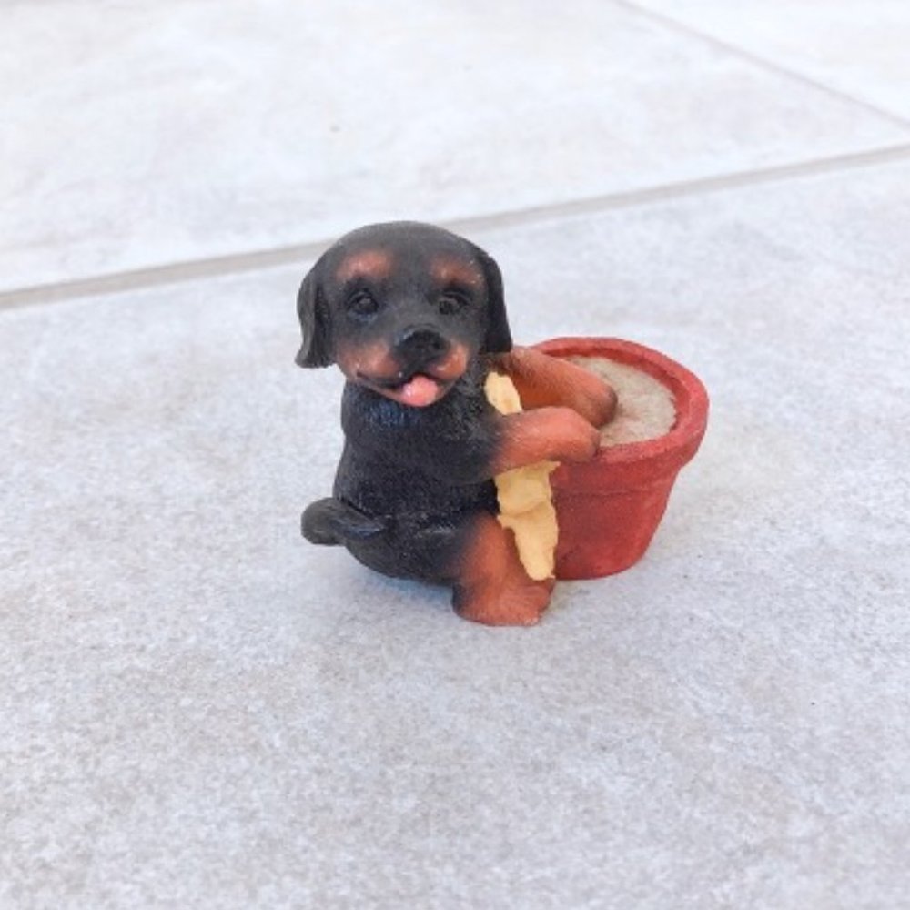 LIKE NEW Dog Figurine with a Pot